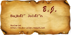 Bajkó Jolán névjegykártya