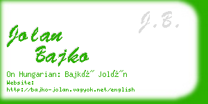 jolan bajko business card